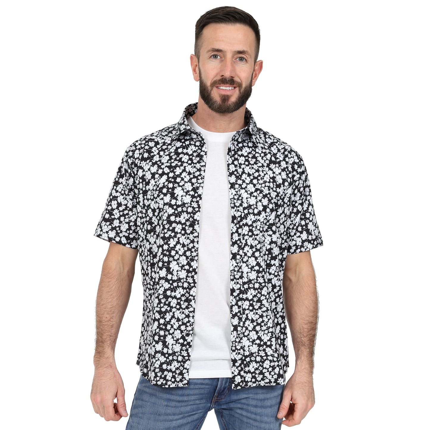 Men's Short Sleeve Hawaiian Shirt - Navy Floral