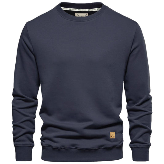 Men's Fleece Lined Crew Sweater - Navy