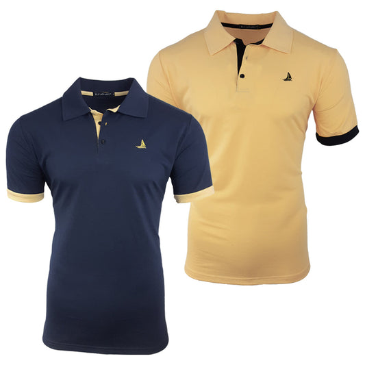 Men's 2 Pack Short Sleeve Polos - Navy / Mustard