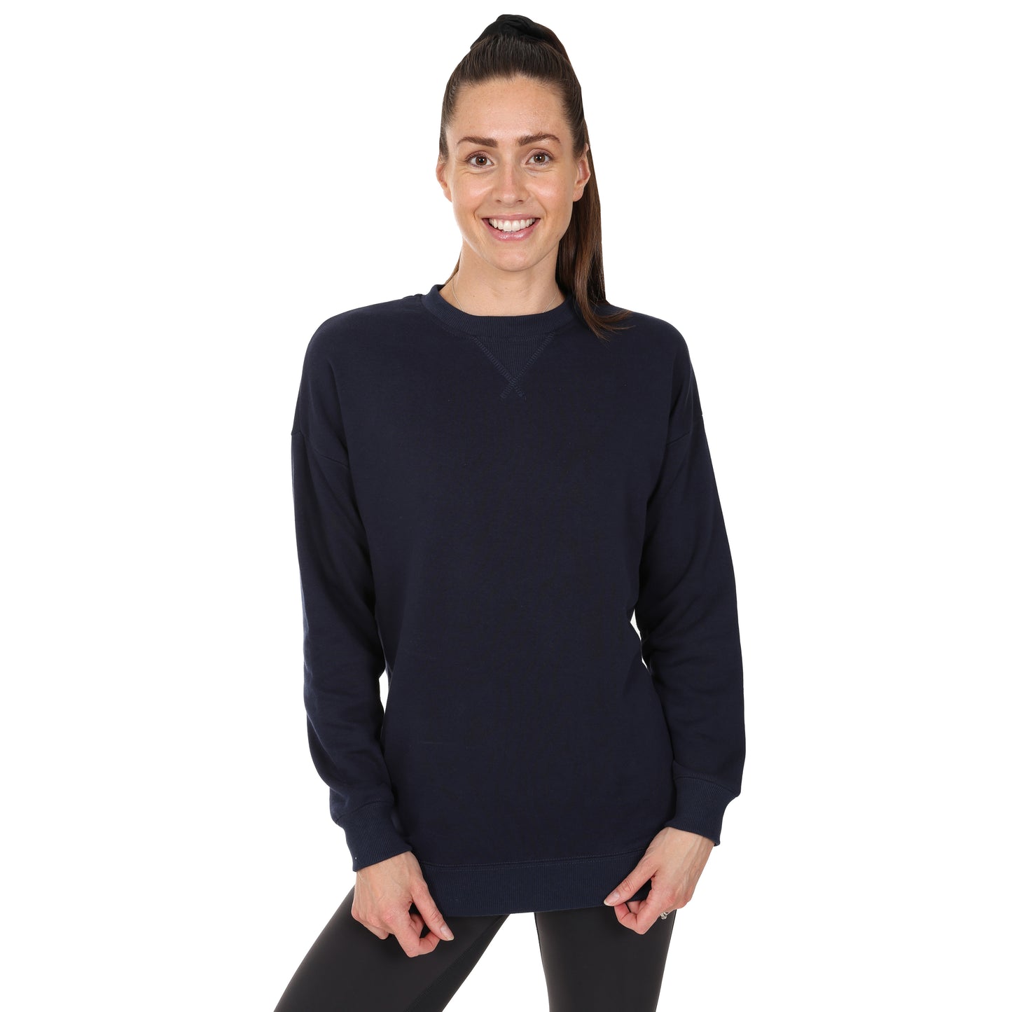 Ladies Oversized Crew Neck Sweater - Navy