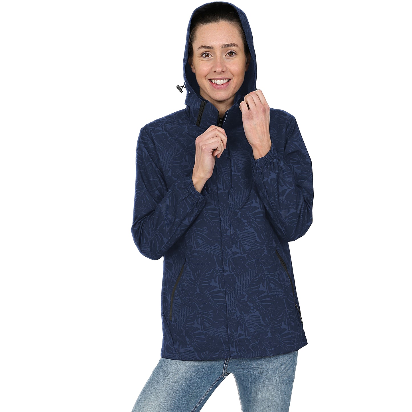 Ladies Printed Rain Jacket - Navy