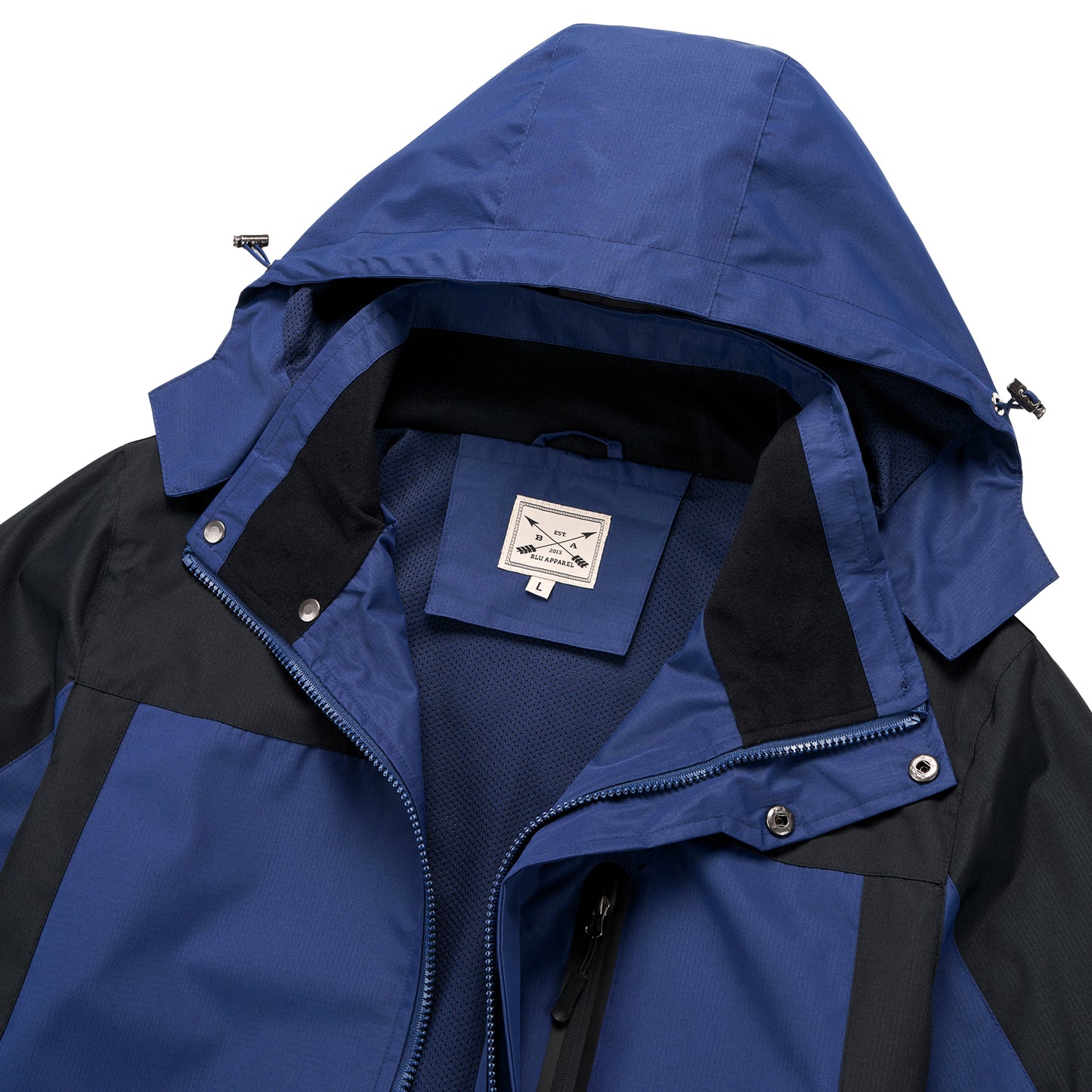 Men's Outdoor Rain Jacket - Navy & Grey