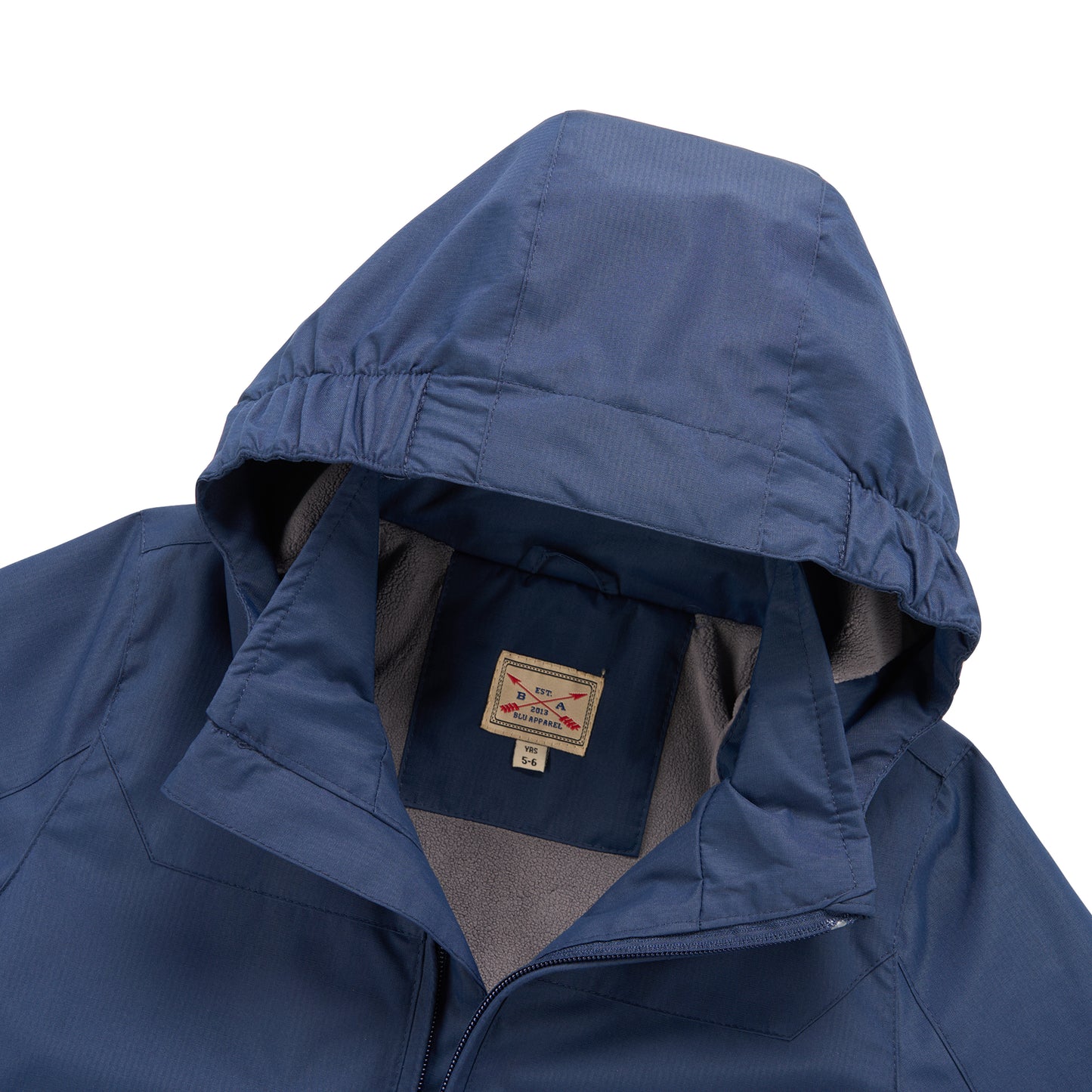 Kids Fleece Lined Waterproof Rain Jacket - Navy