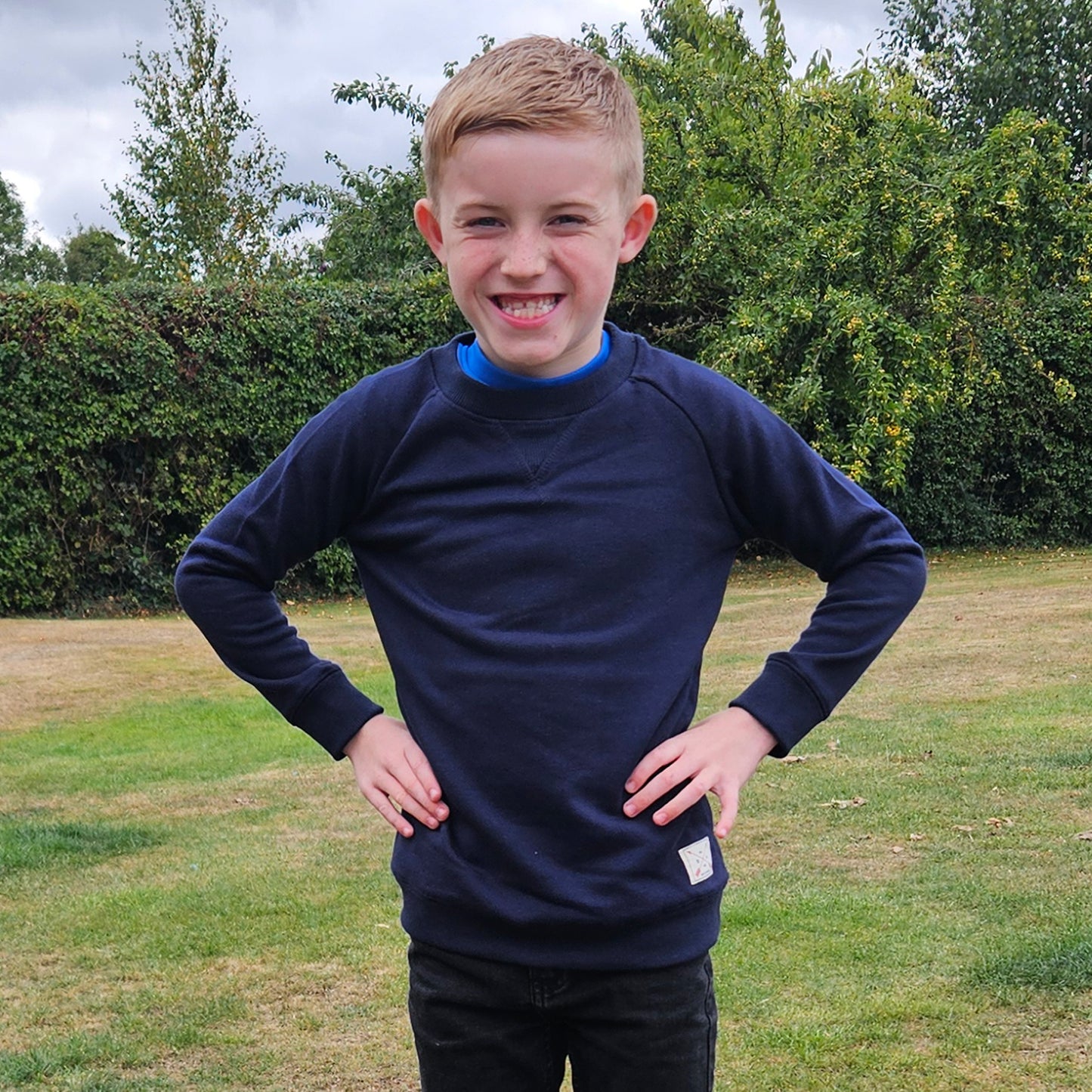 Kids Premium Crew Neck Sweater - Navy