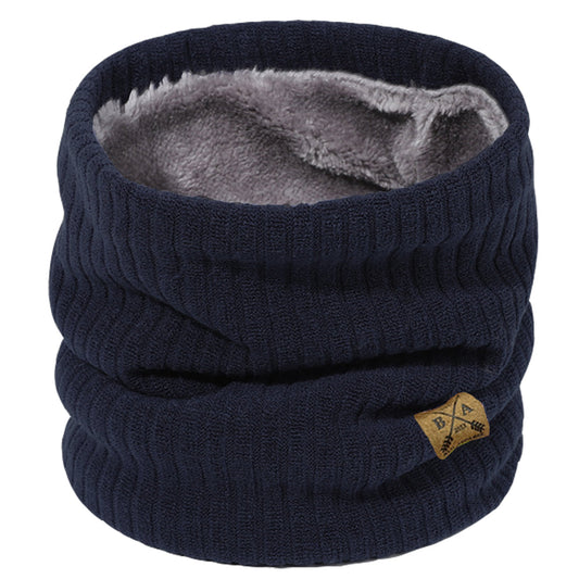 Ribbed Neck Warmer with Fleece Lining  - Blue