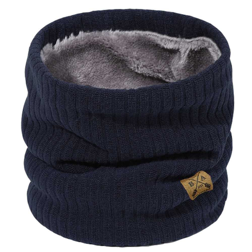 Ribbed Neck Warmer with Fleece Lining  - Black