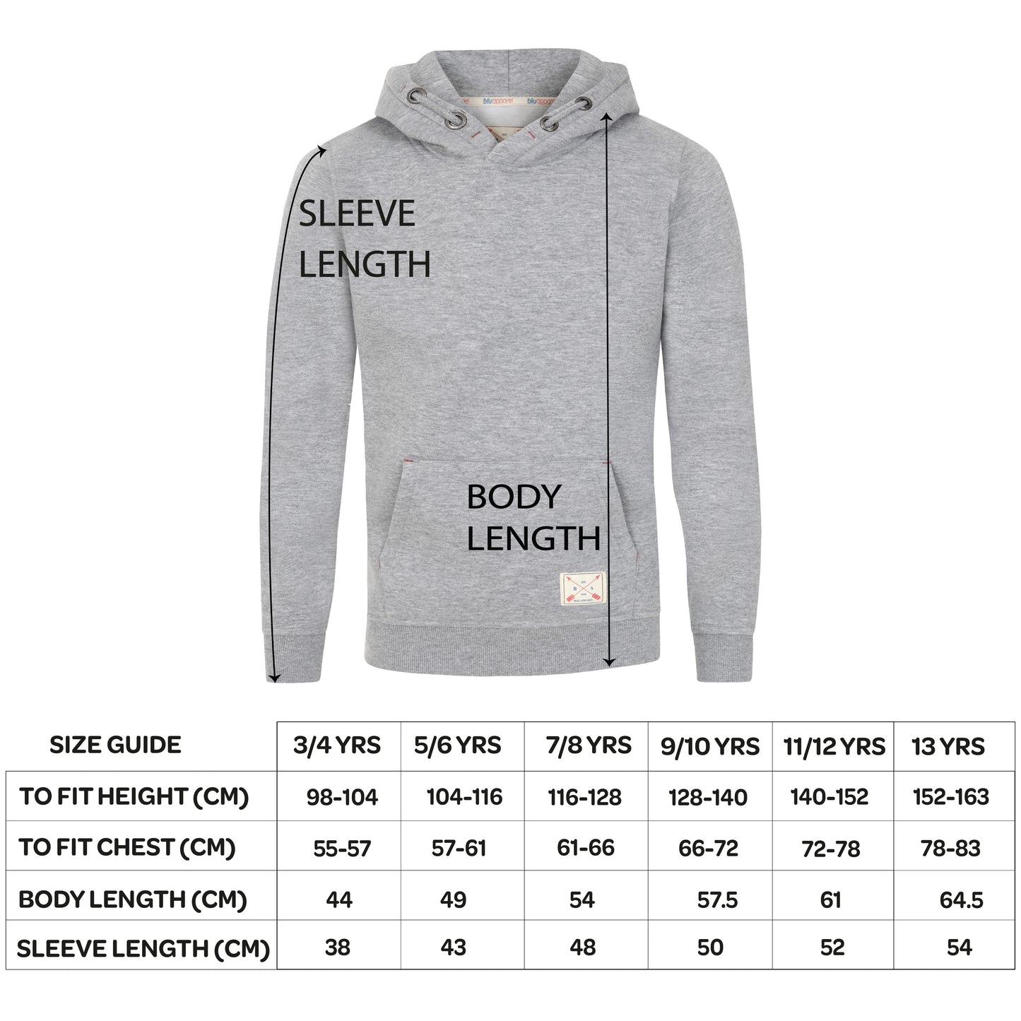 Kids Overhead Fleece Lined Hoodie - Grey