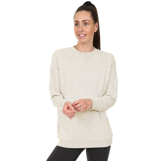 Ladies Oversized Crew Neck Sweater - Oatmeal