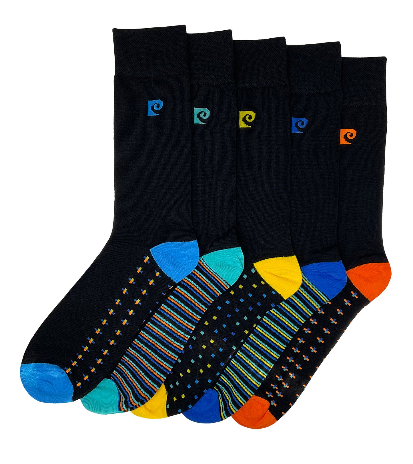 Pierre Cardin 5 Pack Bamboo Socks - Striped Heel & Toe