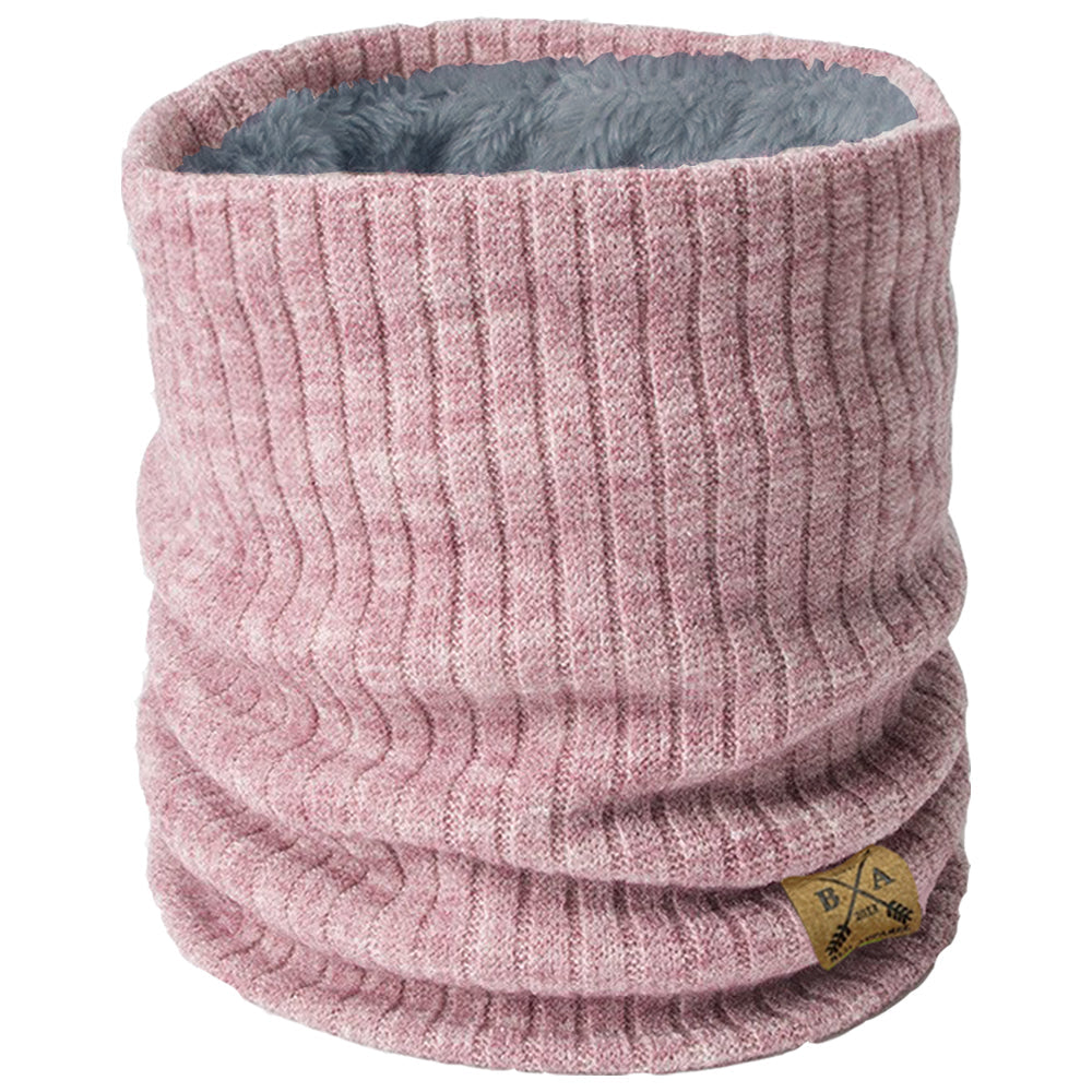Ribbed Neck Warmer with Fleece Lining  - Pink