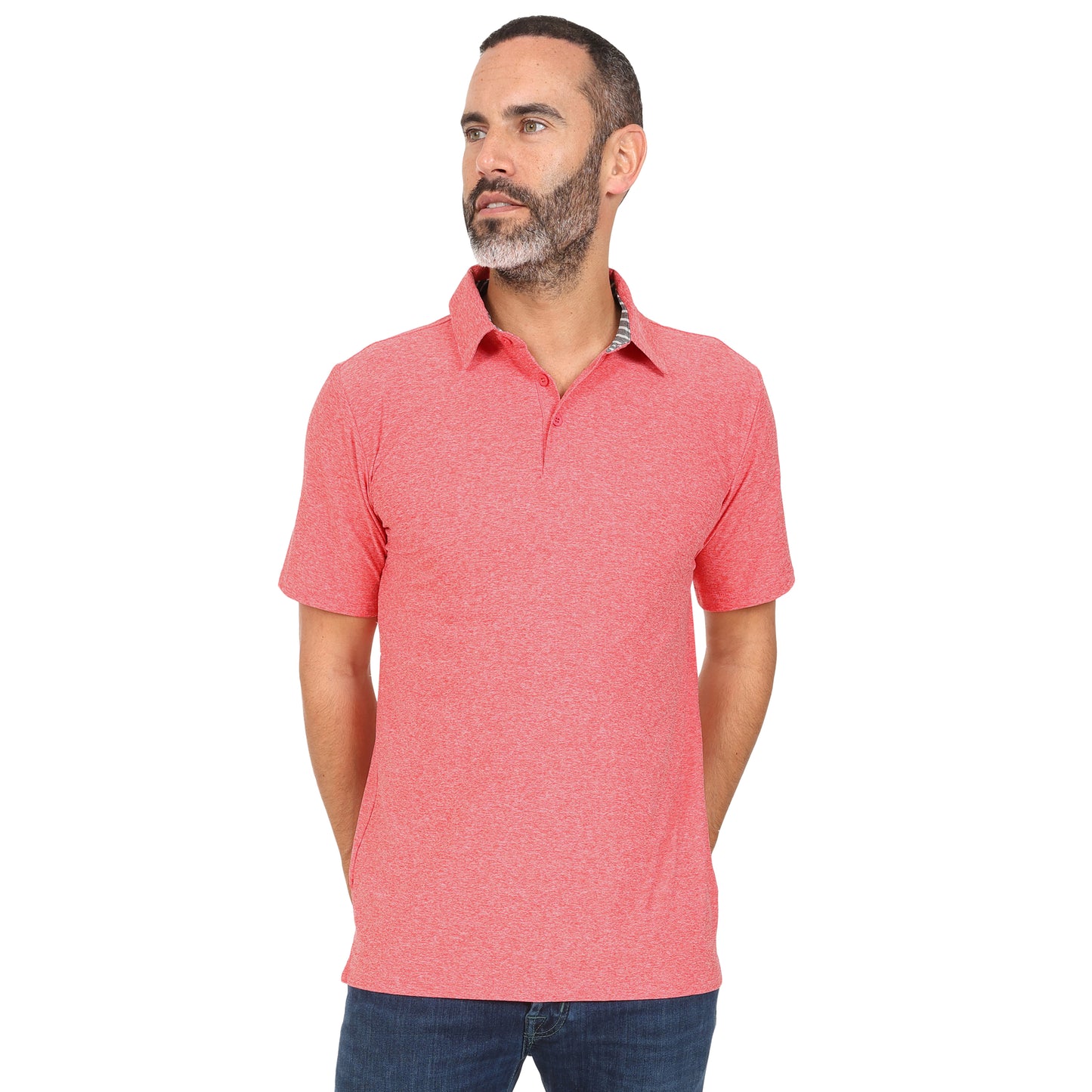 Men's Dry Fit Golf Polo - Red Marl