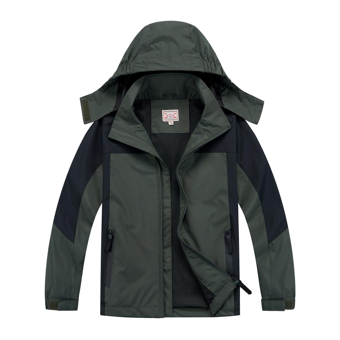 Kids Contrast Panel Rain Jacket - Charcoal