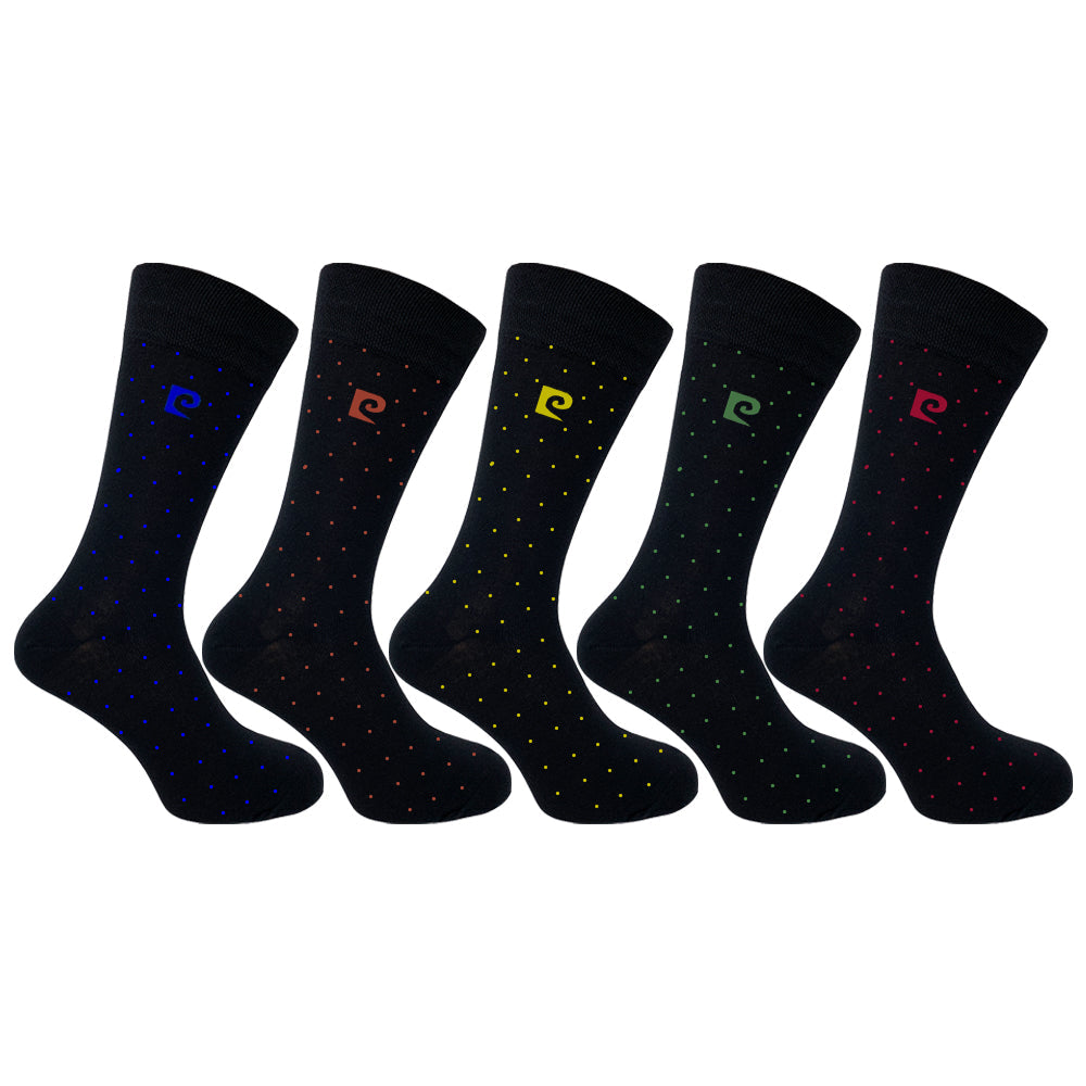 Pierre Cardin 5 Pack Socks - Assorted Geo Navy
