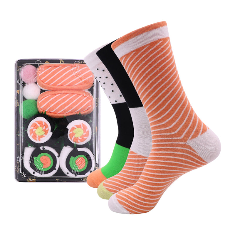 Novelty Fast Food Gift Boxed Socks - 3 Pack Sushi