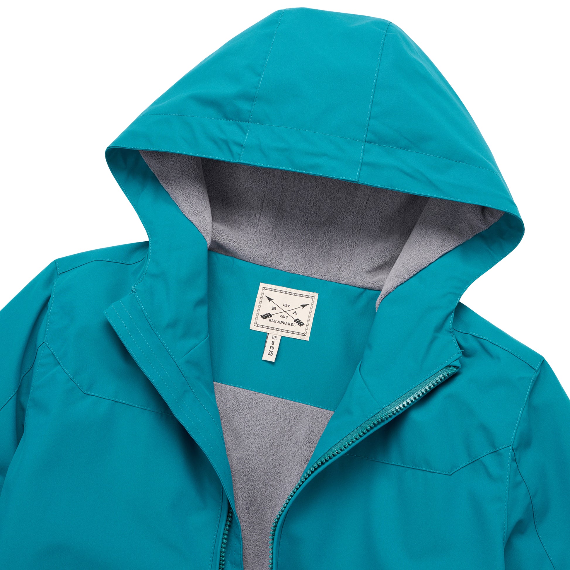Ladies Fleece Lined Rain Jacket - Teal - Blu Apparel