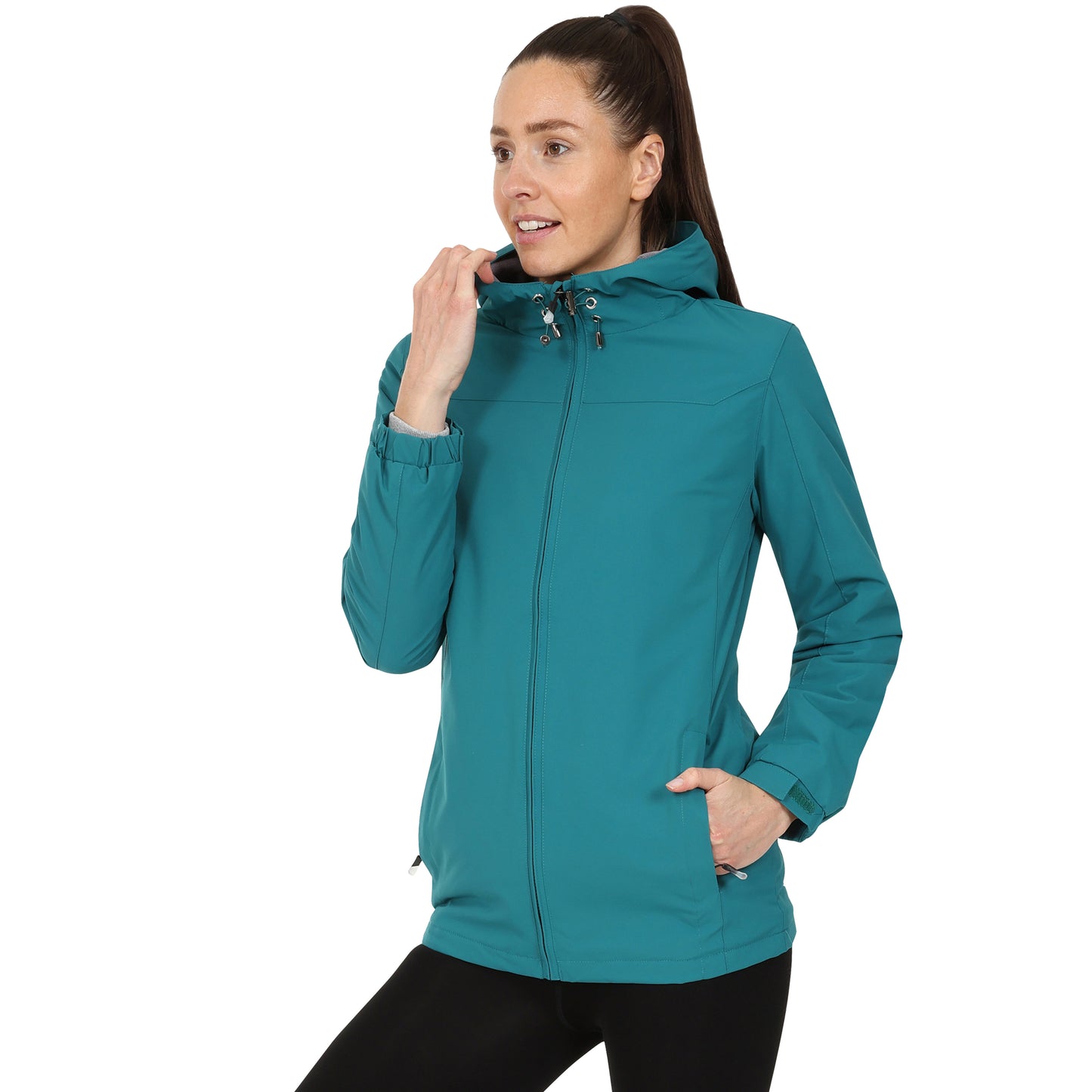 Ladies Fleece Lined Rain Jacket - Teal - Blu Apparel
