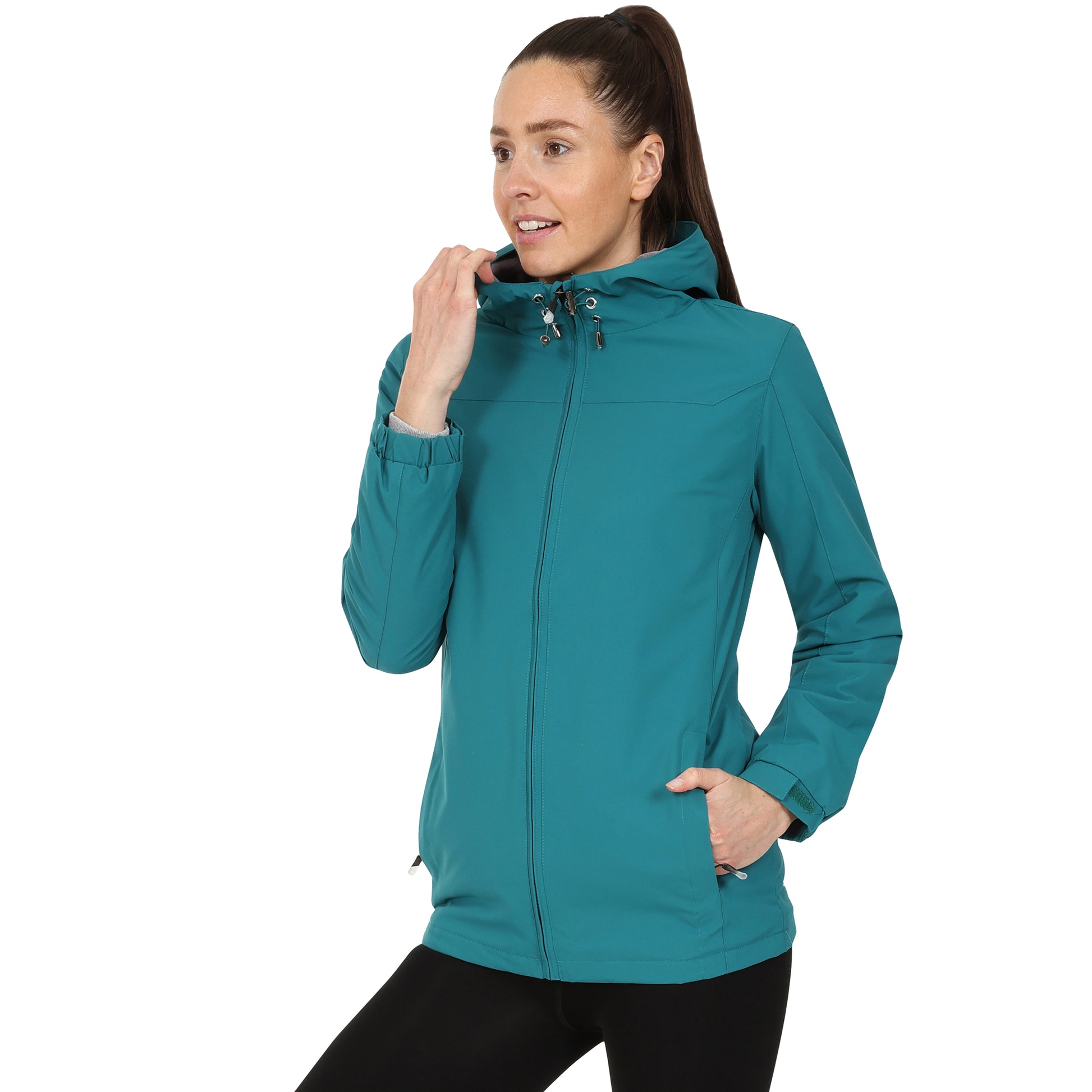 Ladies Fleece Lined Rain Jacket - Teal - Blu Apparel