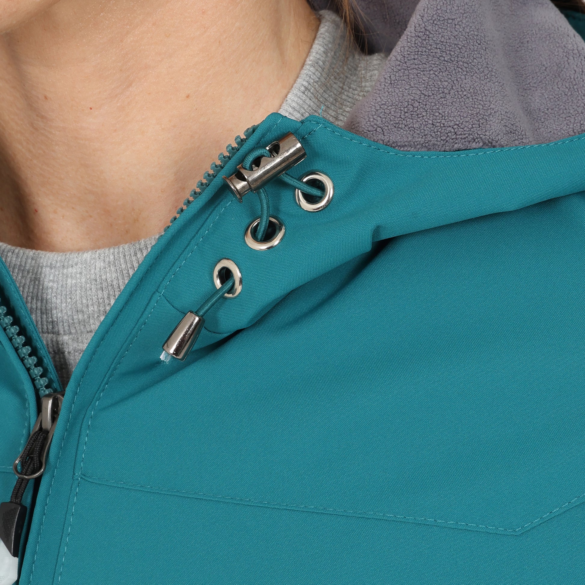 Ladies Fleece Lined Rain Jacket - Teal - Blu Apparel