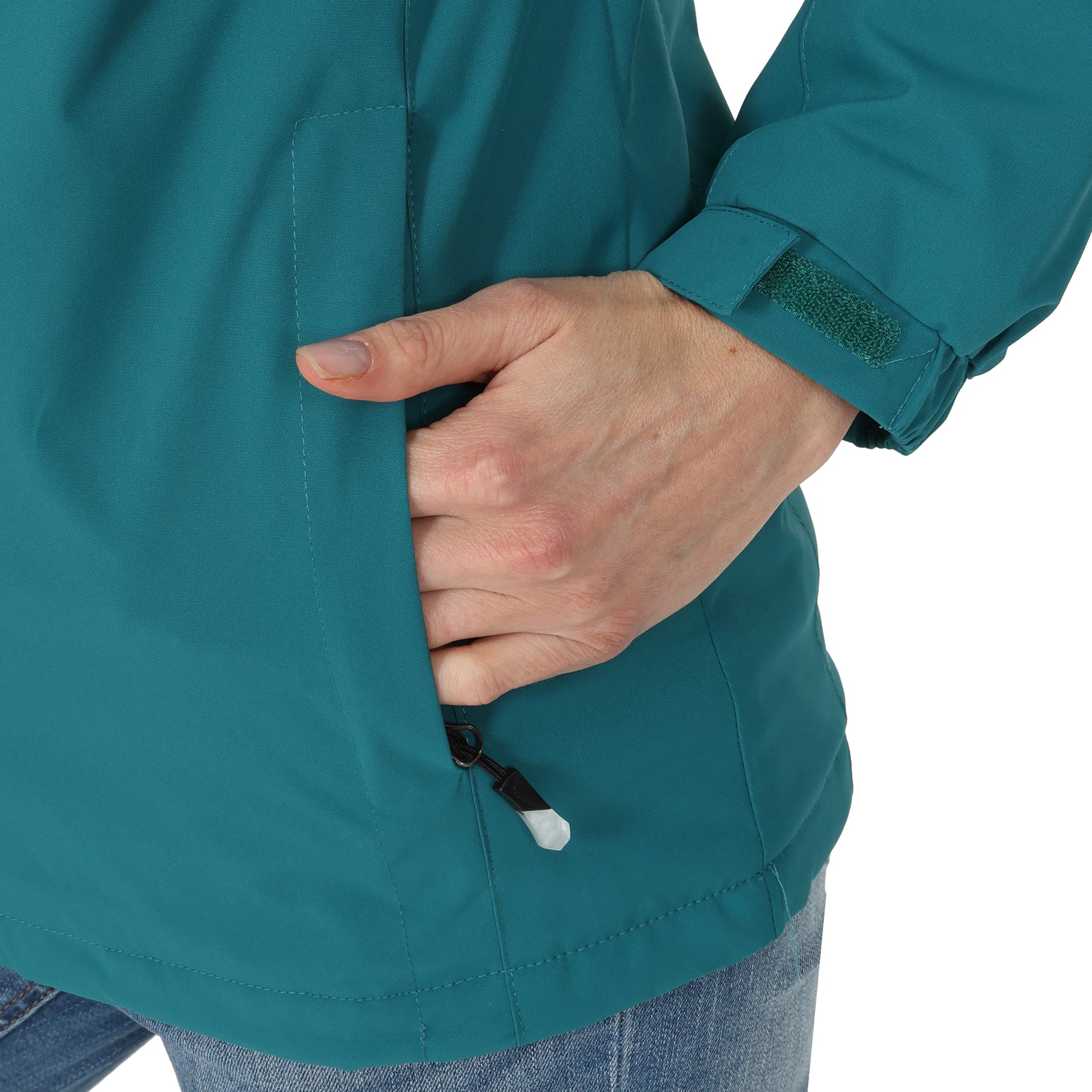 Ladies Fleece Lined Rain Jacket - Teal - Blu Apparel