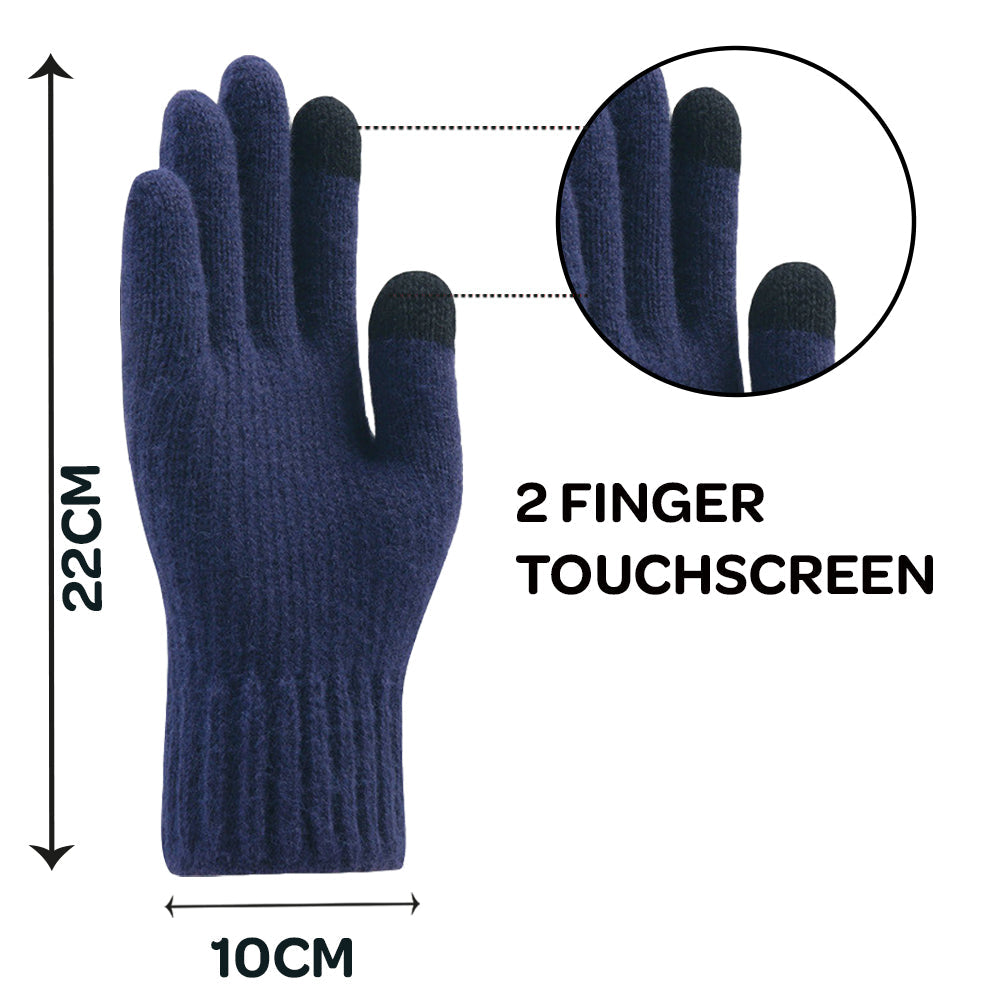 Touch Screen Thermal Knitted Gloves - Grey