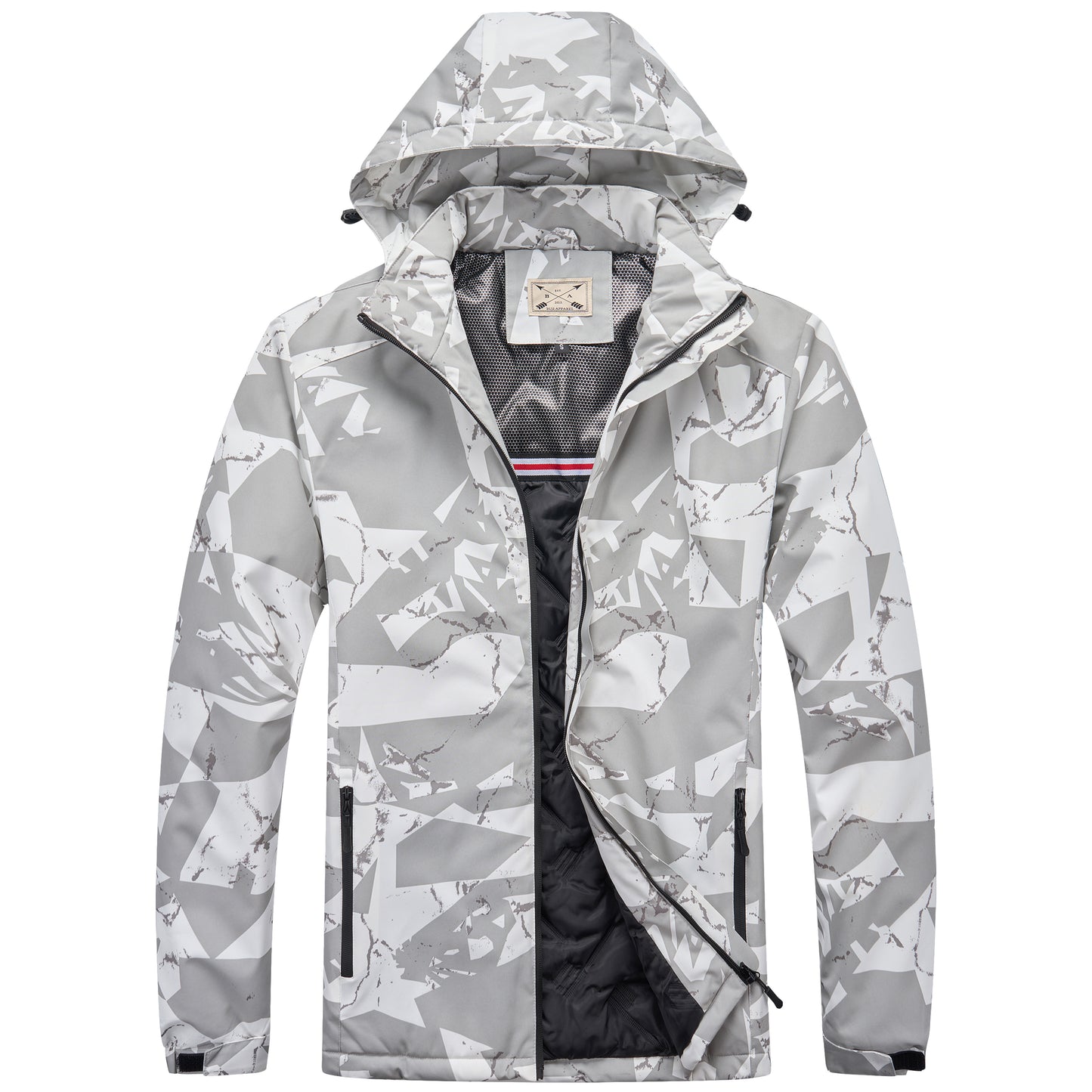 Men’s Padded Waterproof Camo Coat - Black