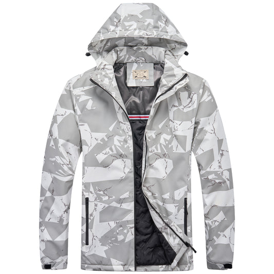 Men’s Padded Waterproof Camo Coat - White