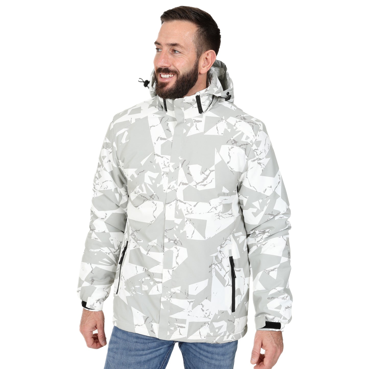 Men’s Padded Waterproof Camo Coat - Black