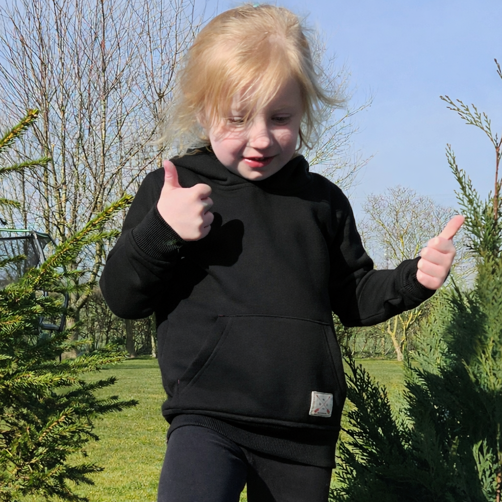 Kids Overhead Fleece Lined Hoodie - Black - Blu Apparel