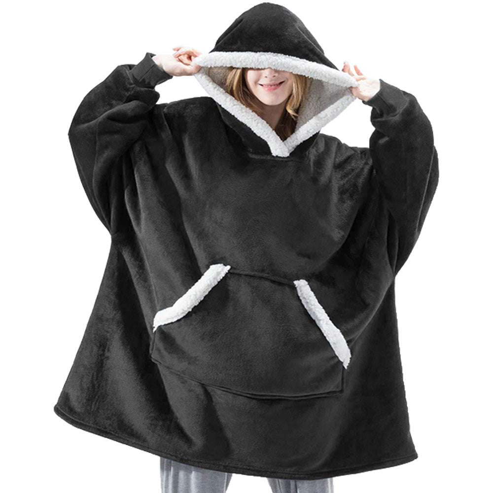 Oversized Hooded Blanket - Black