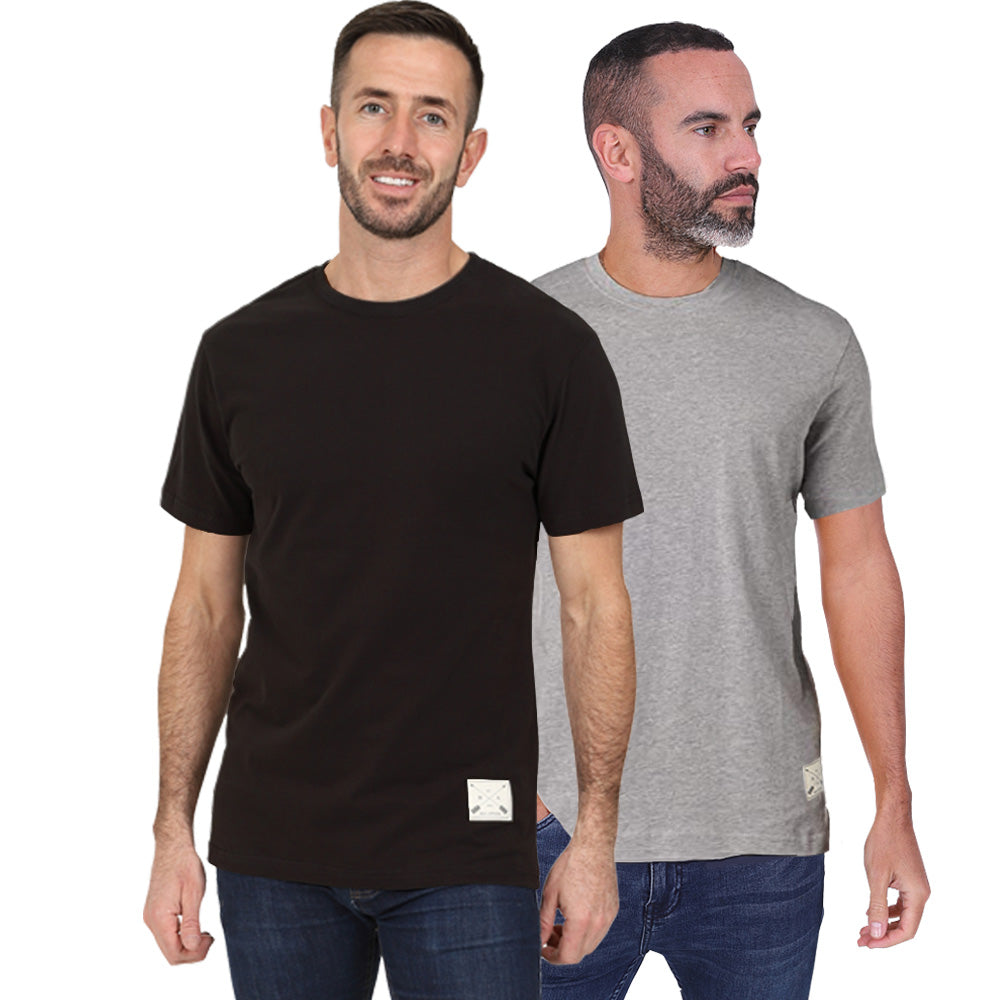 Men's 2 Pack Premium Crew Neck T-Shirts - Black / Grey