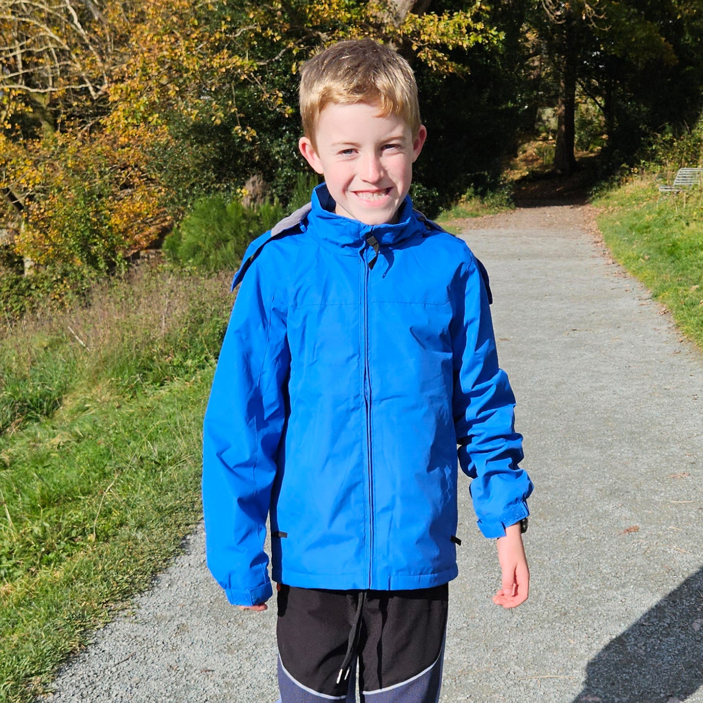 Kids Fleece Lined Waterproof Rain Jacket - Black