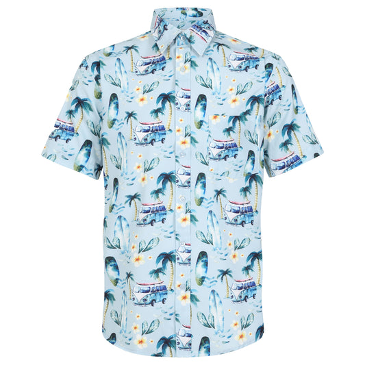 Men's Short Sleeve Hawaiian Shirt - Campervan