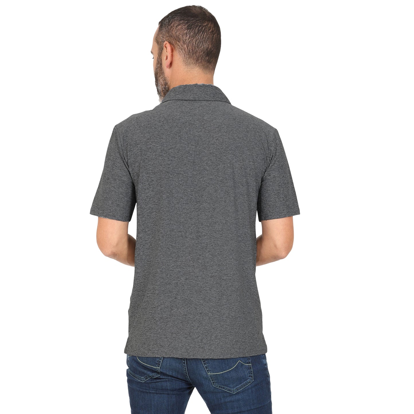 Men's Dry Fit Golf Polo - Charcoal Marl