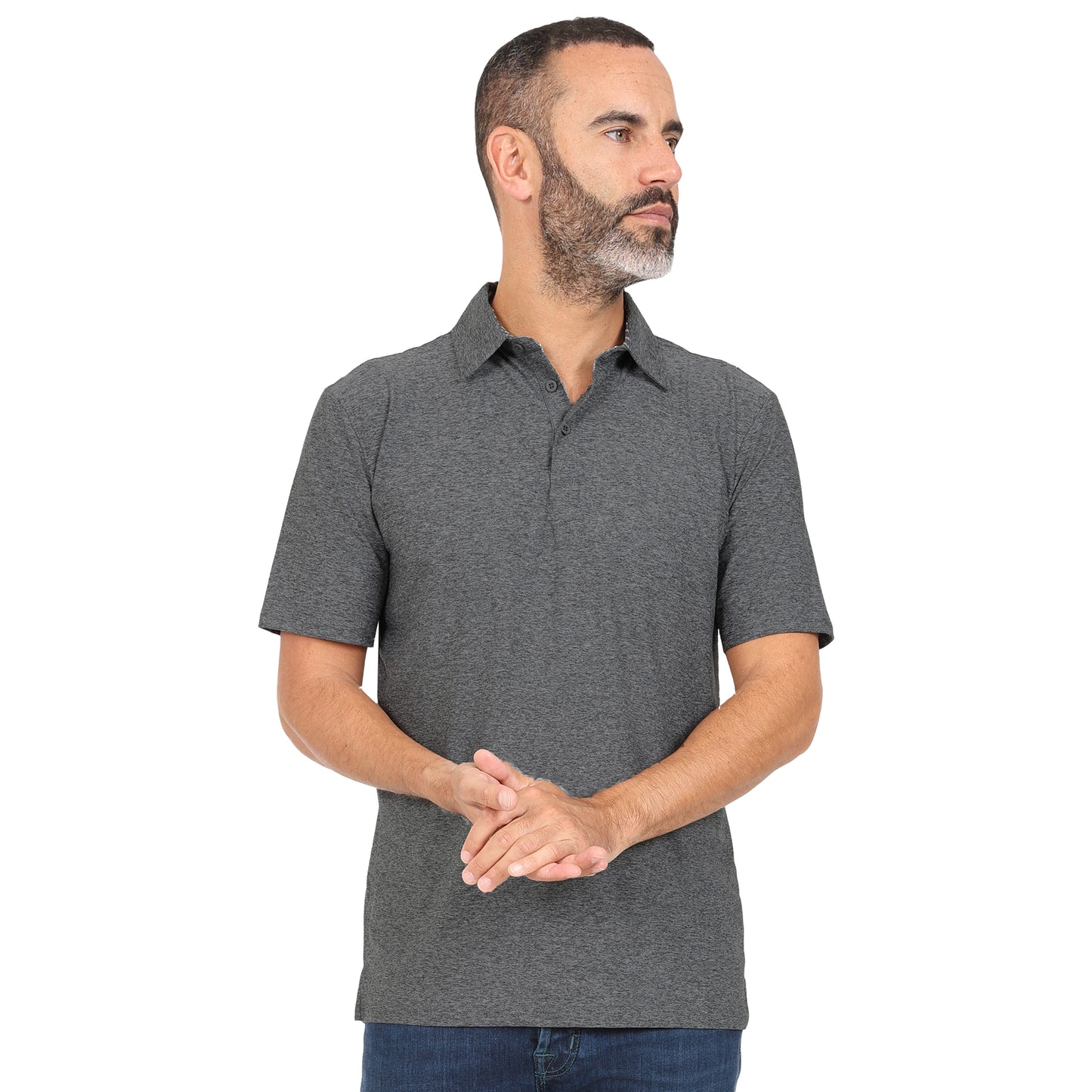 Men's Dry Fit Golf Polo - Charcoal Marl
