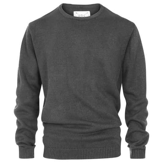 Men's Premium Knitted Crew Neck Jumper - Charcoal