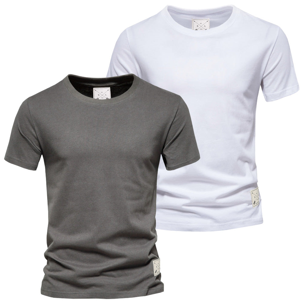 Men's 2 Pack Premium Crew Neck T-Shirts - Charcoal / White