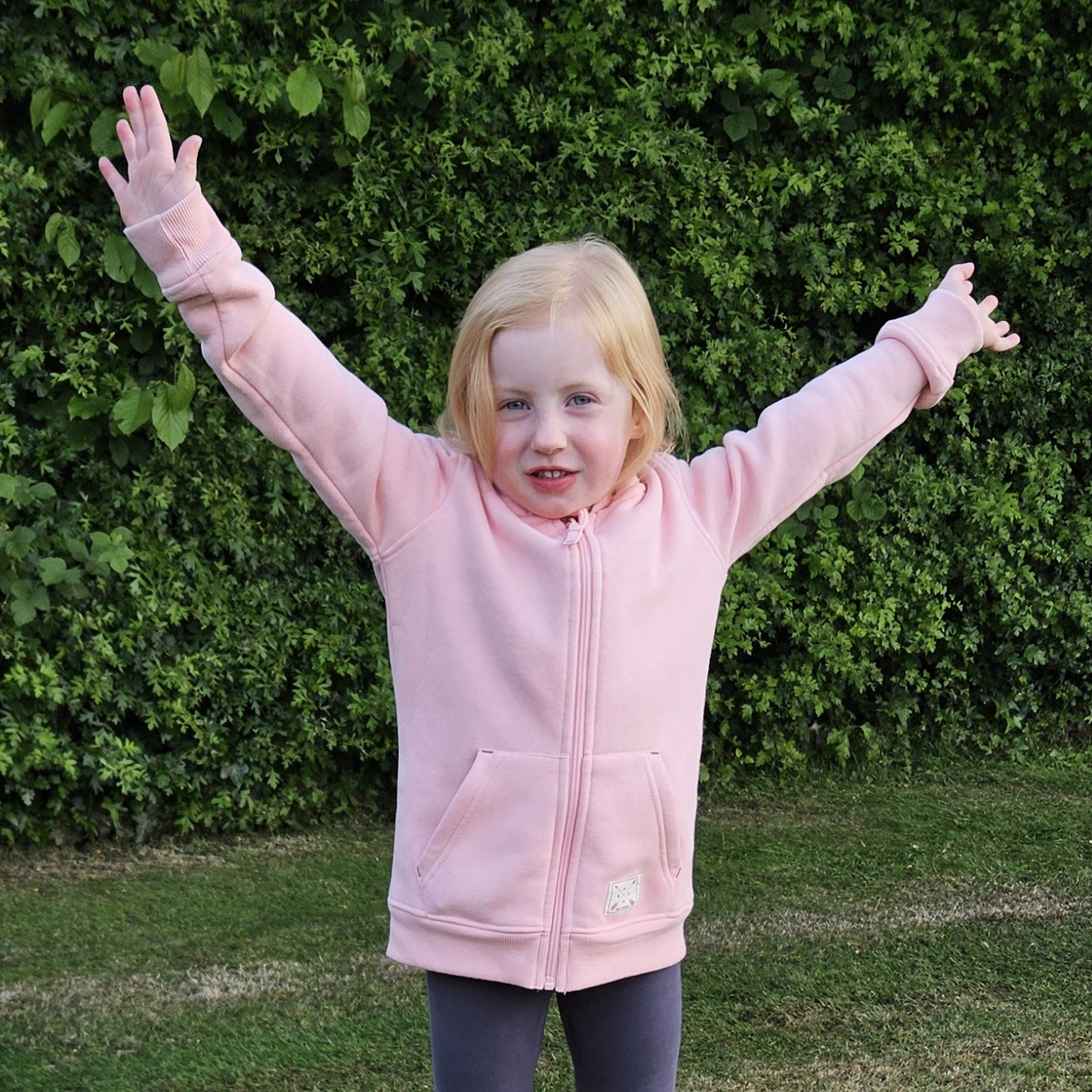 Kids Full Zip Fleece Lined Hoodie - Pink