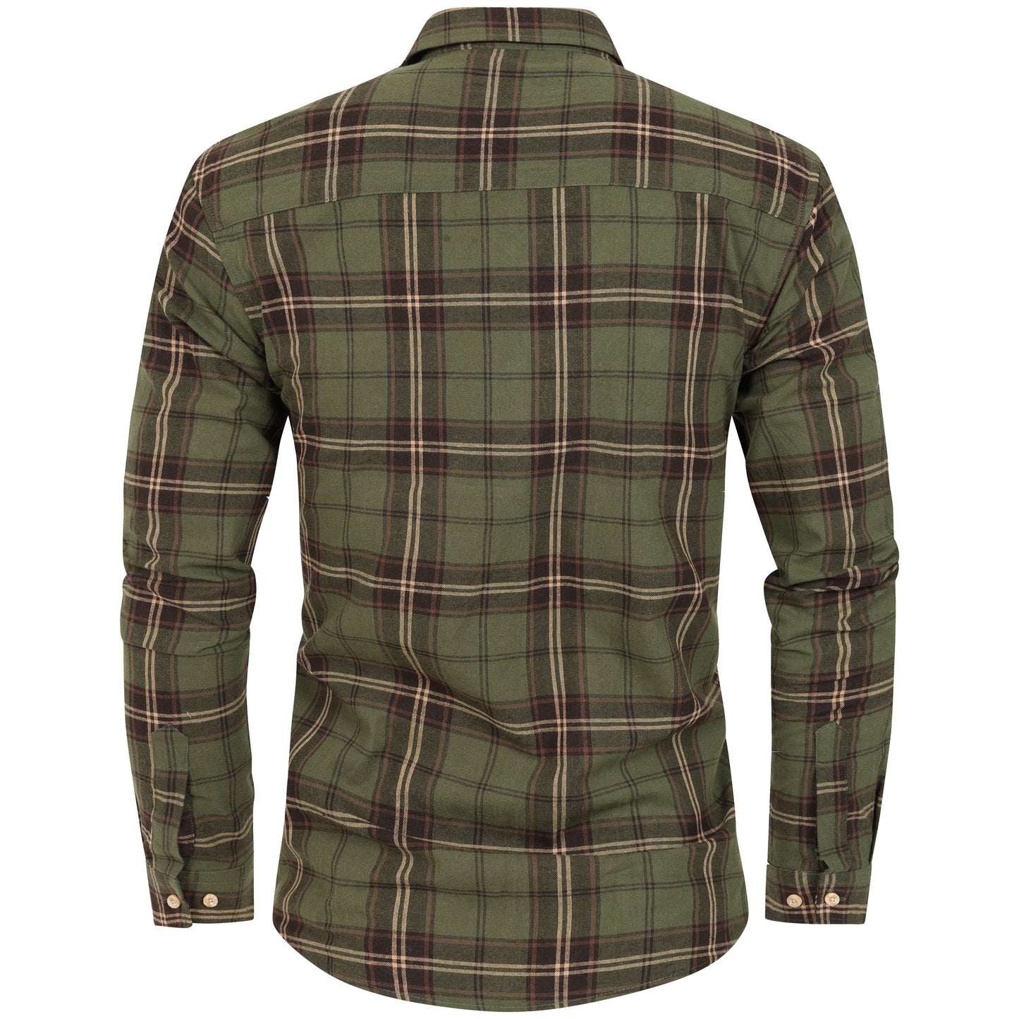 Men's Long Sleeve Checked Cotton Shirt - Green / Navy