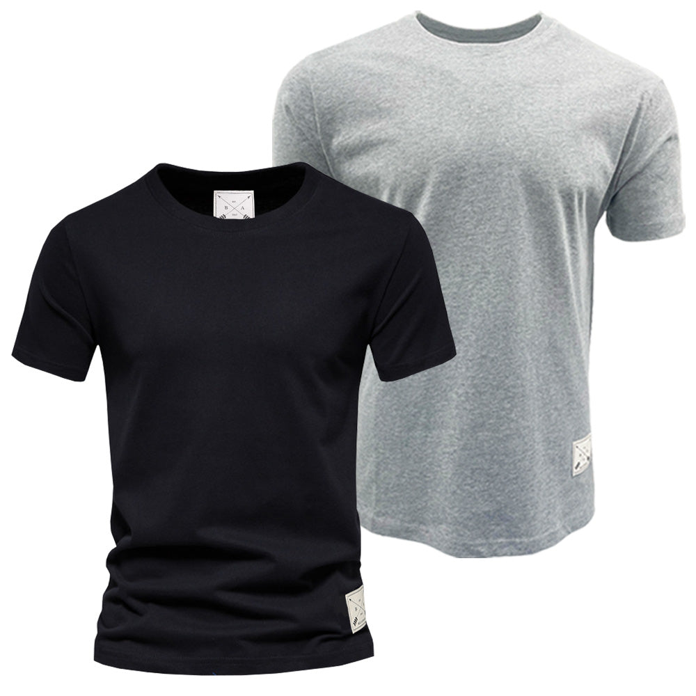 Men's 2 Pack Premium Crew Neck T-Shirts - Charcoal / Rust