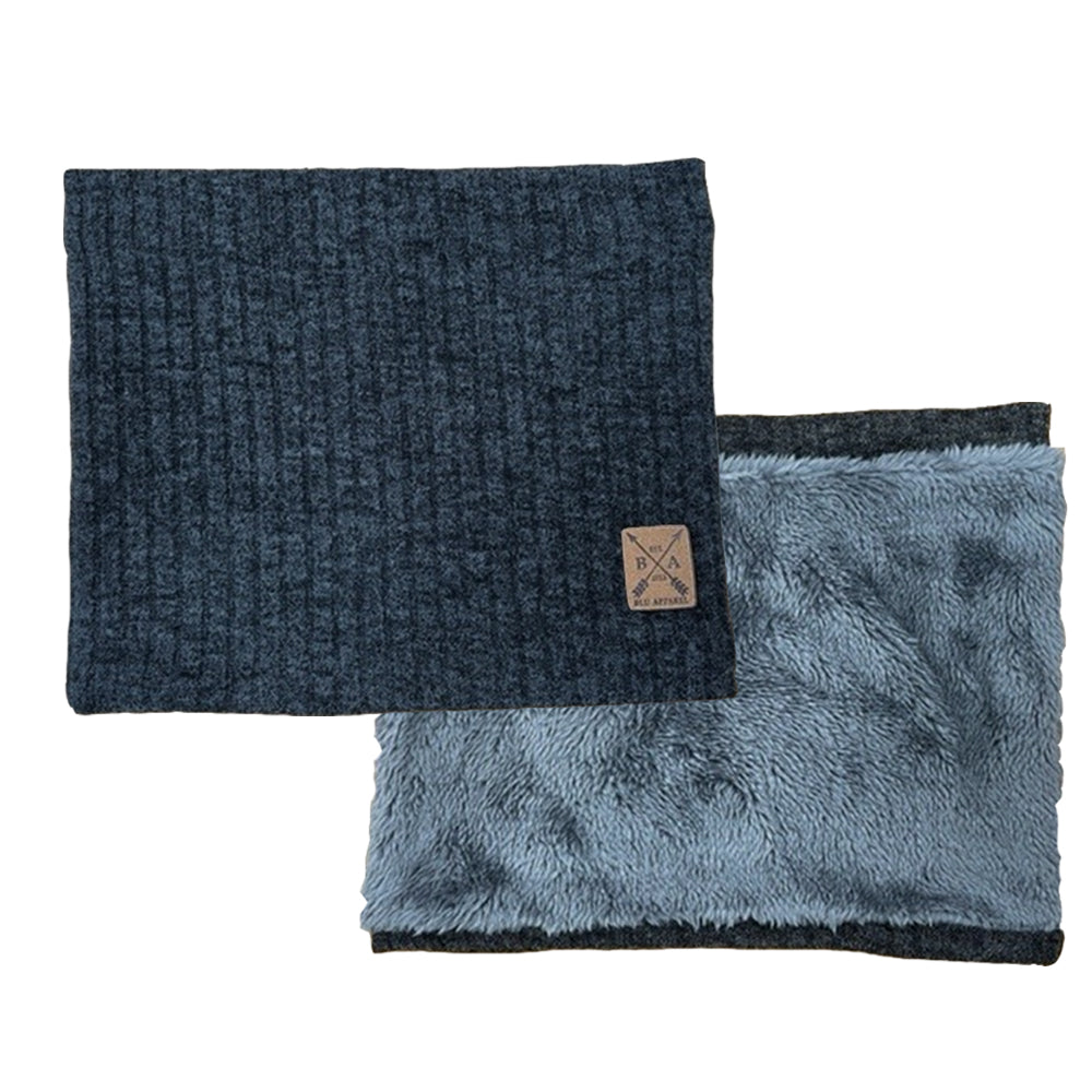 Ribbed Neck Warmer with Fleece Lining  - Blue