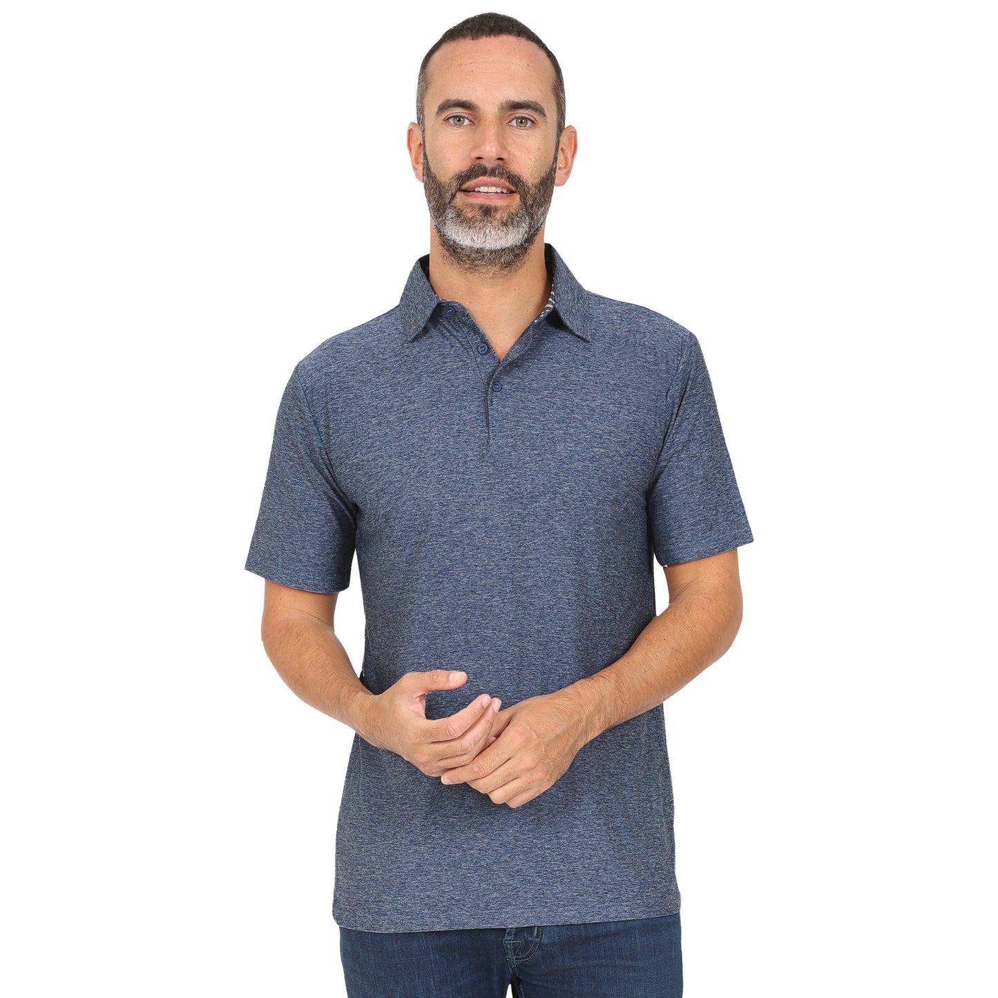 Men's Dry Fit Golf Polo - Navy Marl
