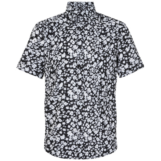 Men's Short Sleeve Hawaiian Shirt - Navy Floral