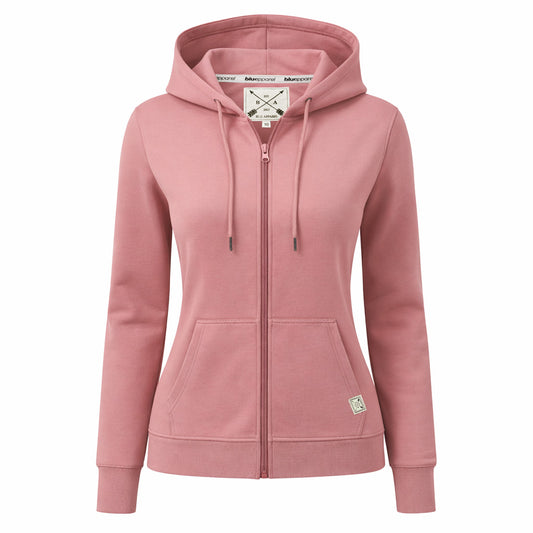 Ladies Mid-Weight Full Zip Hoodie - Dusky Pink