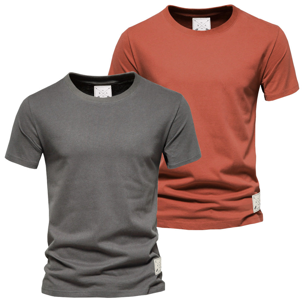 Men's 2 Pack Premium Crew Neck T-Shirts - Black / Grey