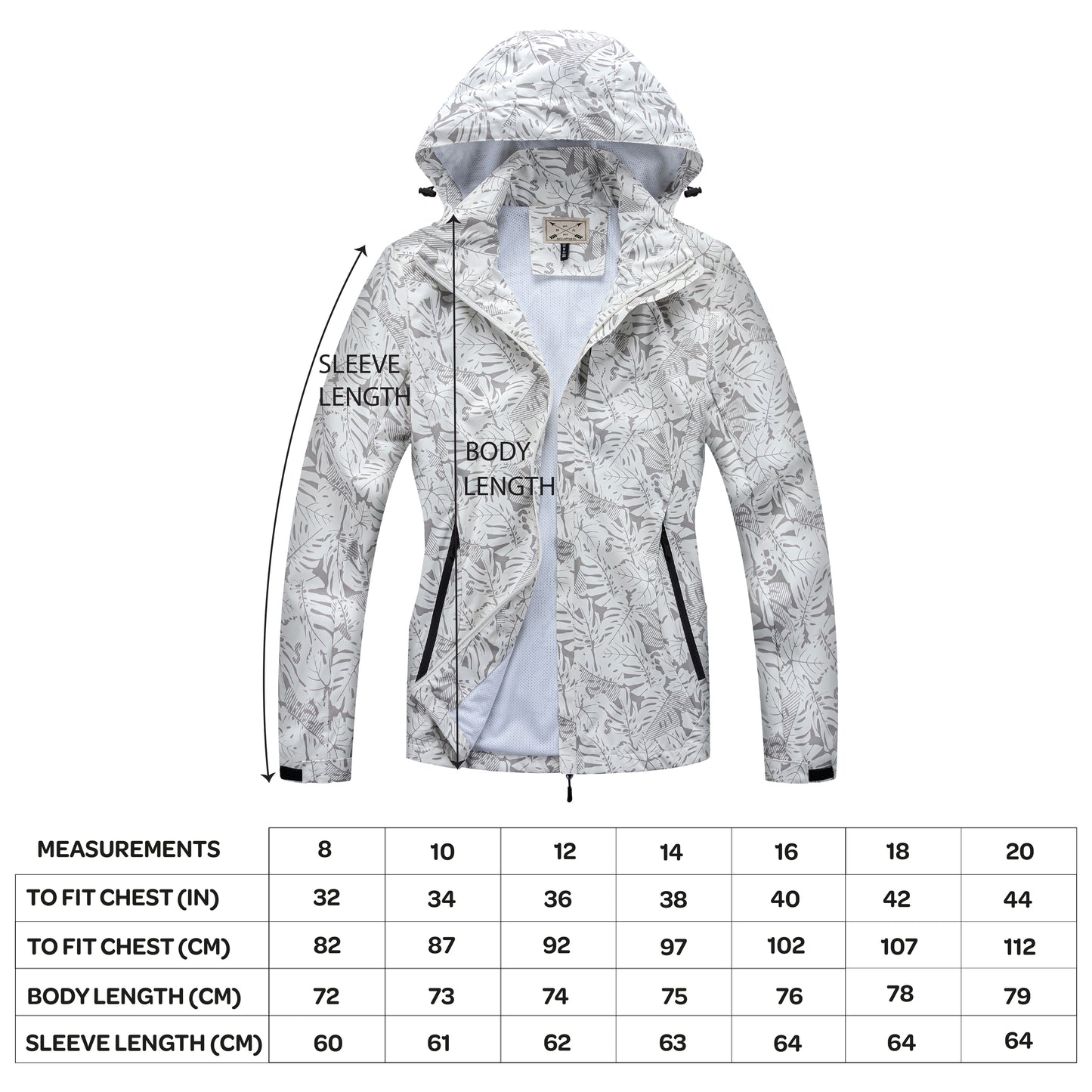 Ladies Printed Rain Jacket - Navy