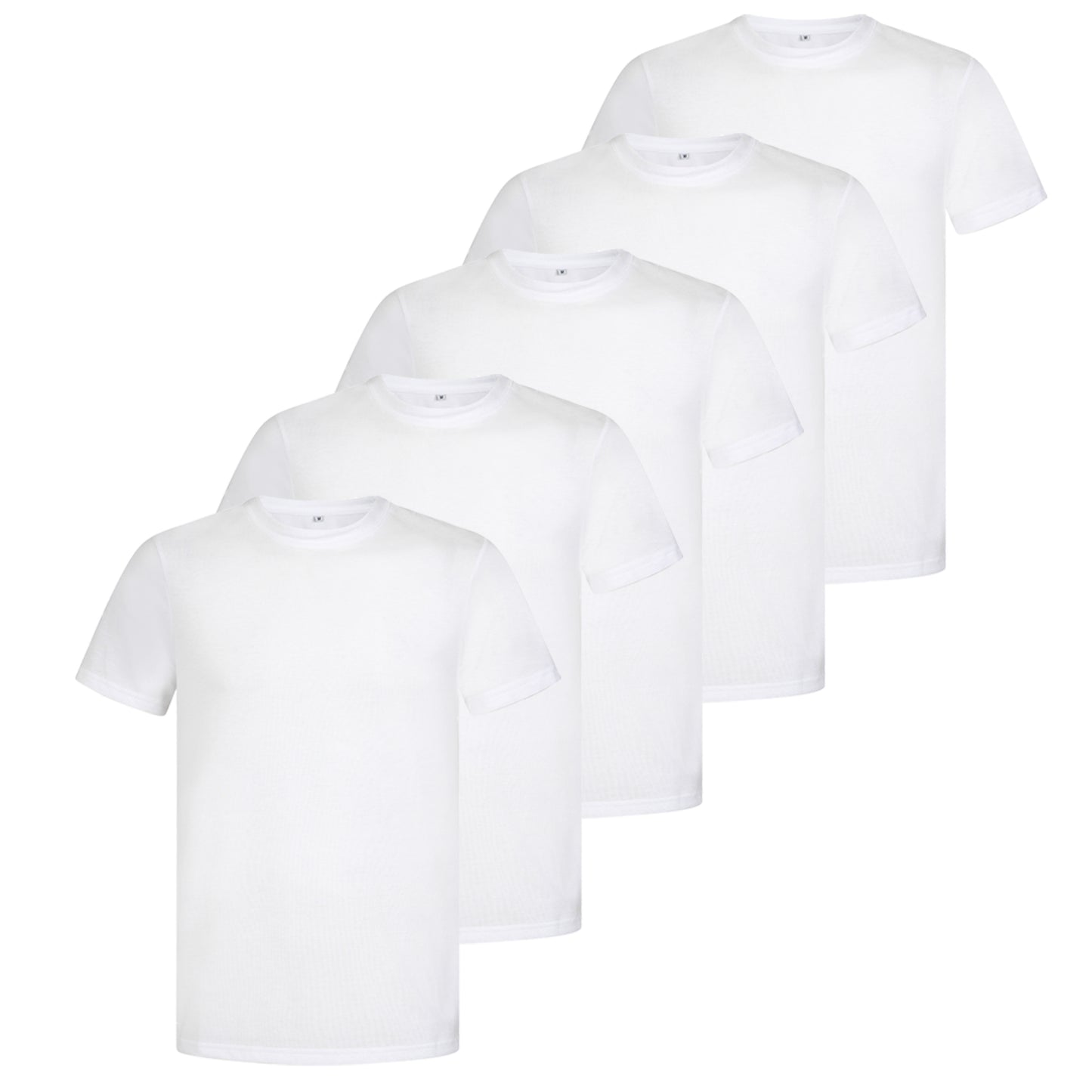 Men's 5 Pack Crew Neck Plain T-Shirt - White