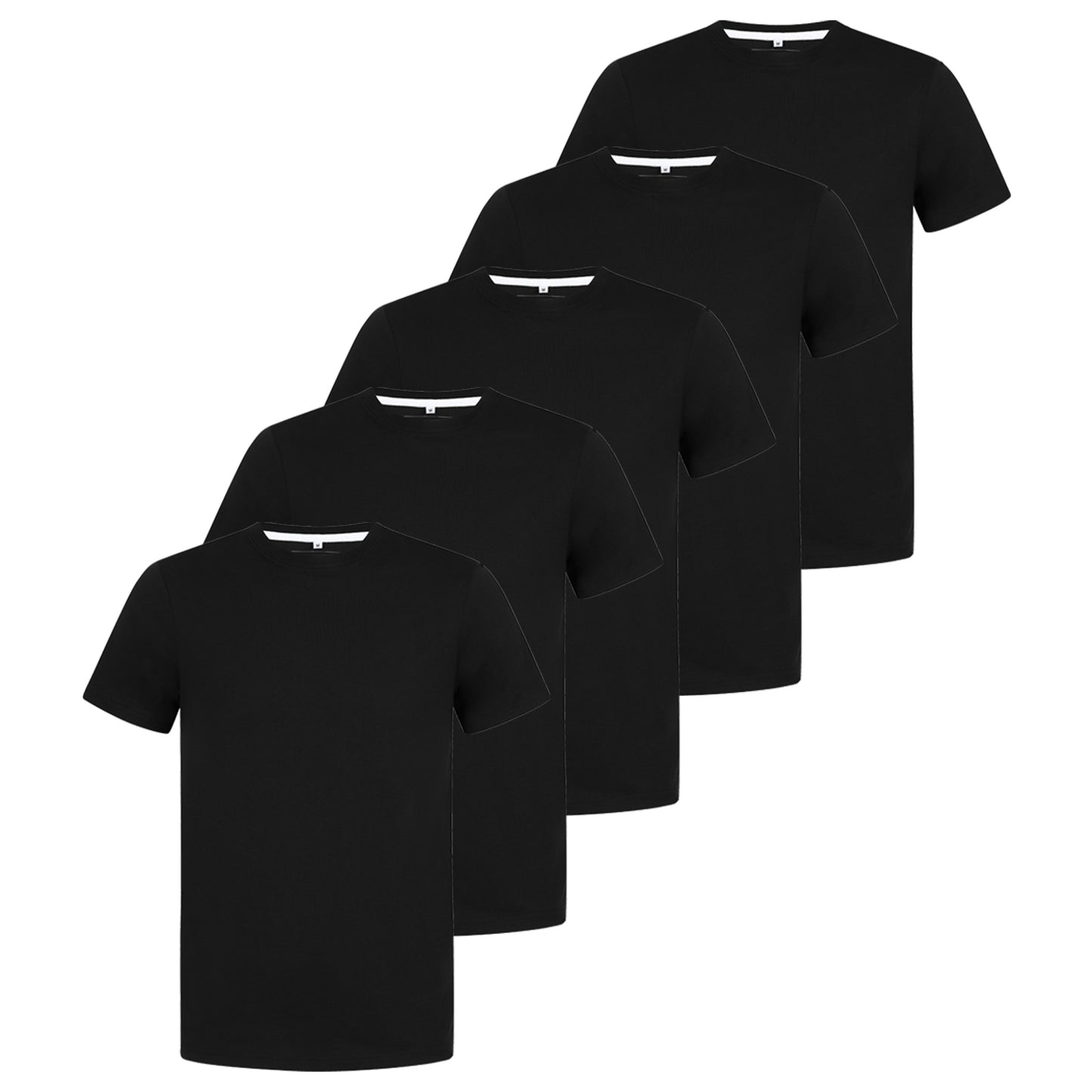 Men's 5 Pack Crew Neck Plain T-Shirt - Black