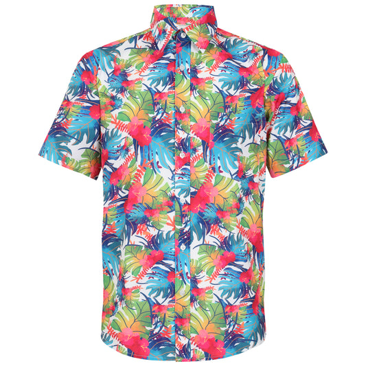 Men's Short Sleeve Hawaiian Shirt - Tropical Leaf