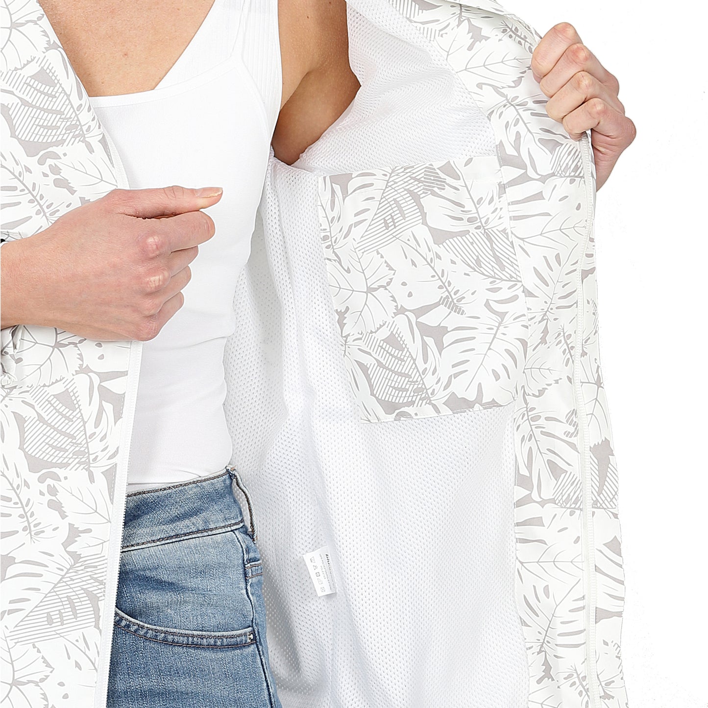 Ladies Printed Rain Jacket - White