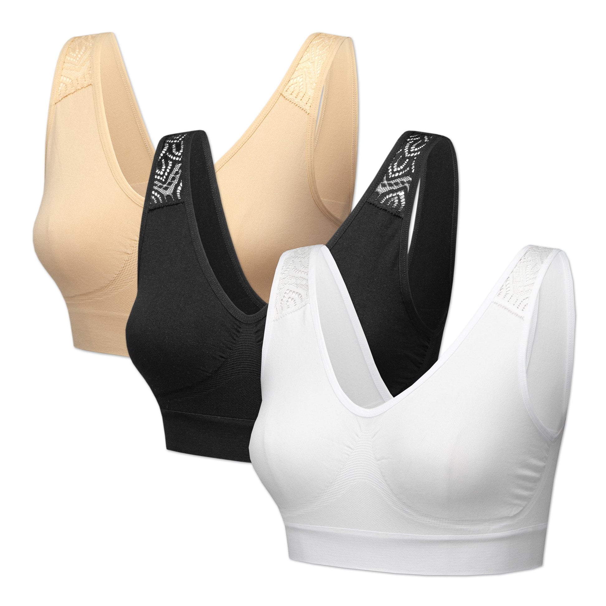 3 Pack Seamless Comfort Bra - Black / White / Nude – Blu Apparel